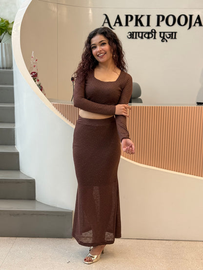 Bodycon fish cut skirt set cord ￼