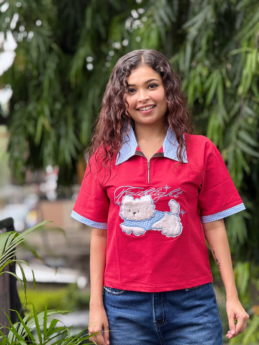 Patch polo tee.