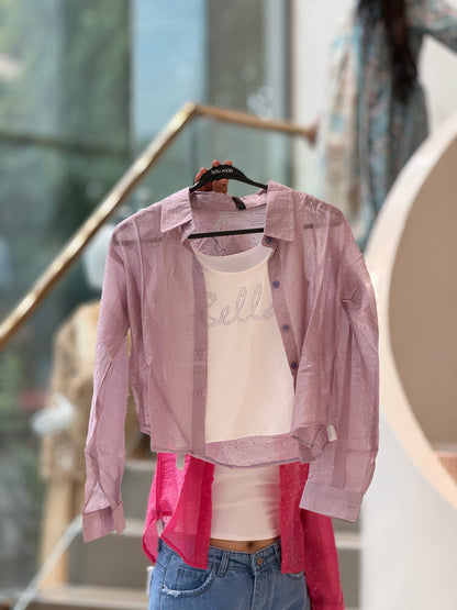 Sparkle partywear shirt with inner