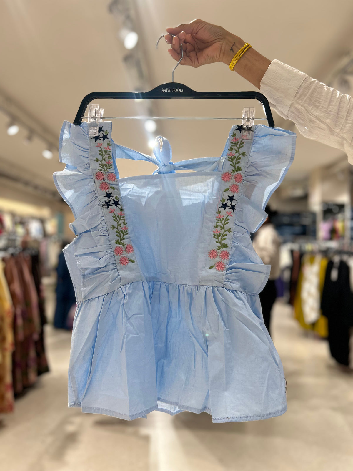 Pinteresty frill sleeve embroidered top