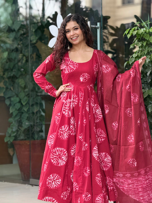 Anarkali ghera cotton suit set