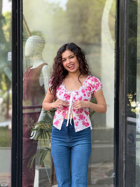 Floral Tie-Up Crop Top