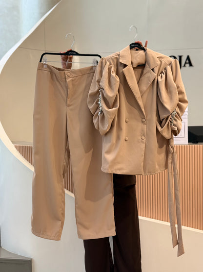 Party wear, balloon, sleeves ￼Blazer and Trousers Co-ord Set