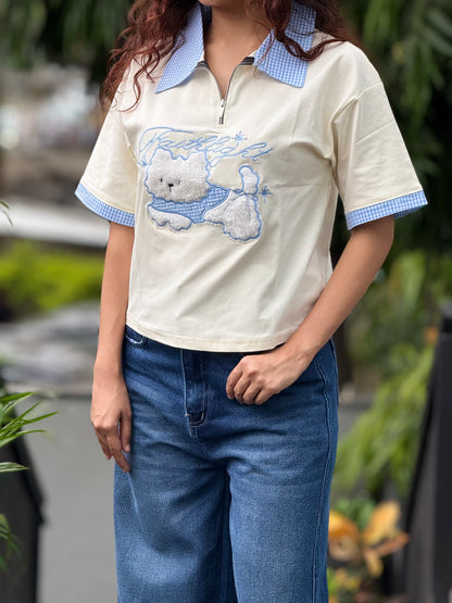 Patch polo tee.