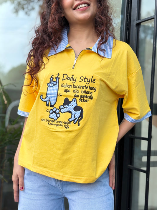 Women’s Daily Style patch Polo T-Shirt