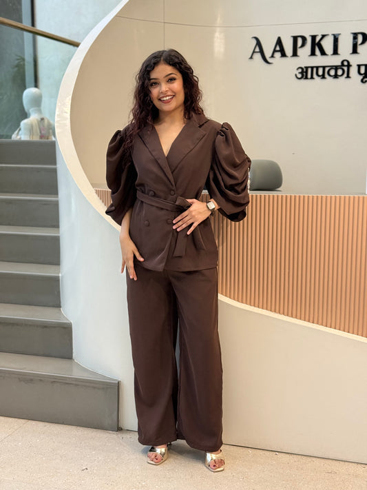 Party wear, balloon, sleeves ￼Blazer and Trousers Co-ord Set