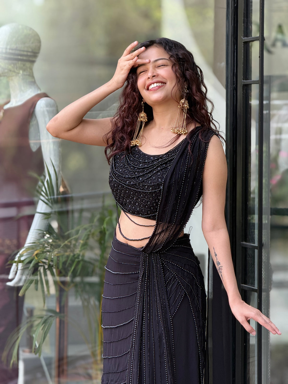 Black Glam Drape Partywear Saree