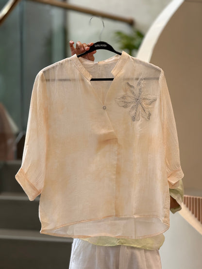Partywear stone patch work top