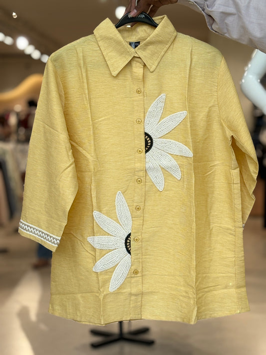 Pink Floral Applique Shirt Tunic