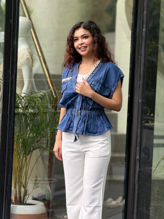 Denim partywear top