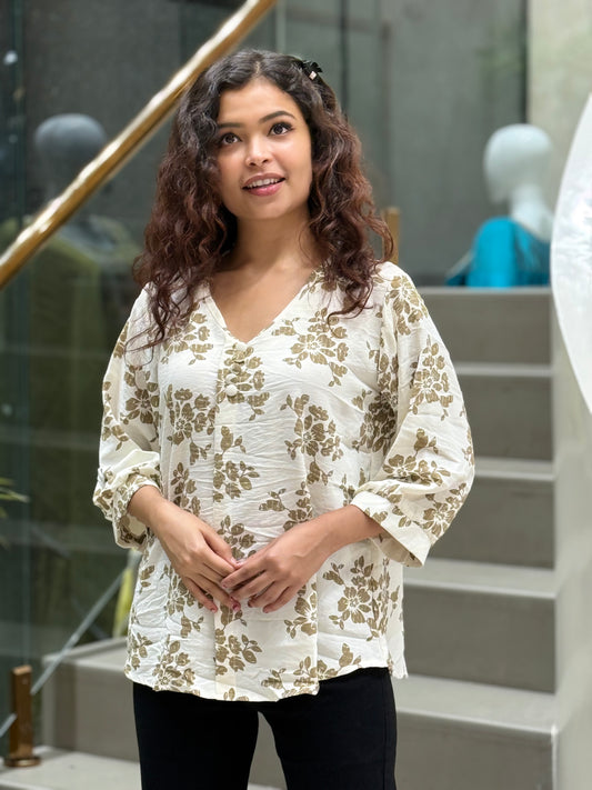 floral button detail top
