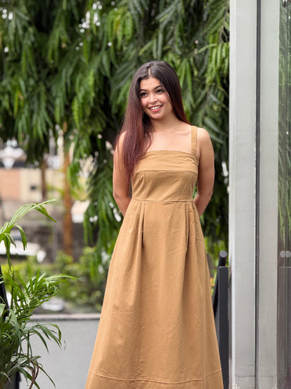 Tan brown one piece dress