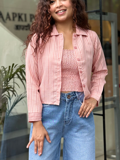 Lining detail see through shirt with inner