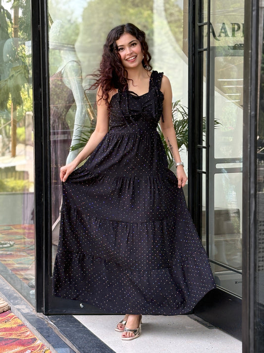Sparkle Tiered Maxi Dress – Elegant Party & Casual One Piece