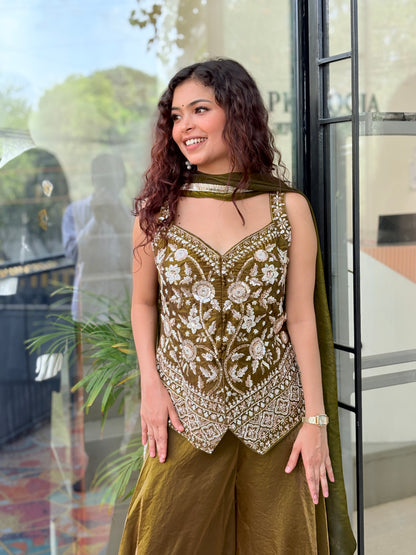 Festive Palazzo Set with velvet crop top