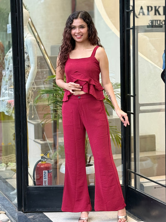 Ruffle strip sleeves co-ord set