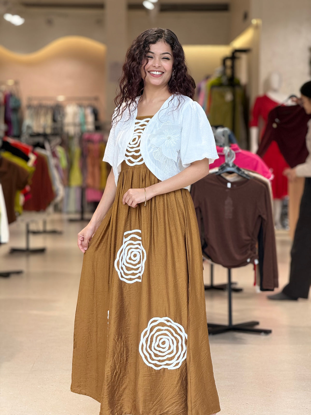 floor length partywear dress with jacket