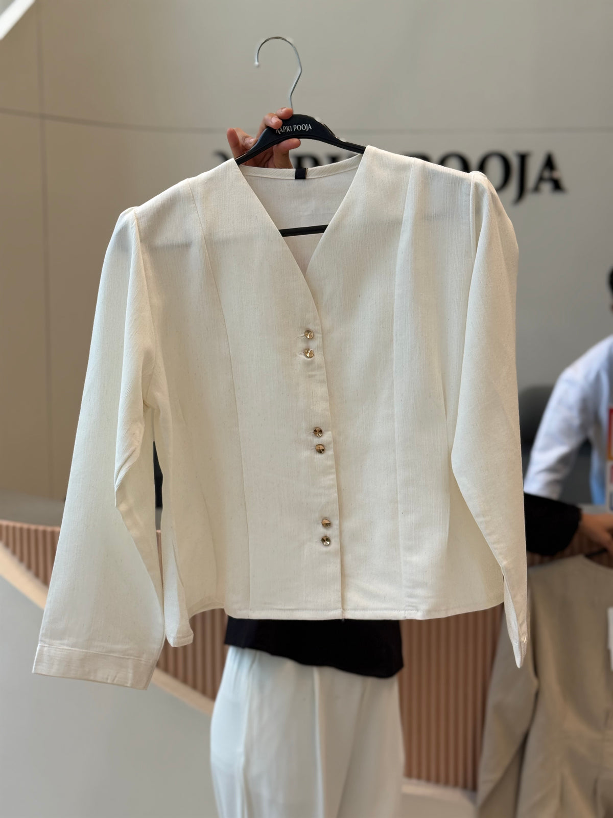 Button-Front Panel Pattern Top
