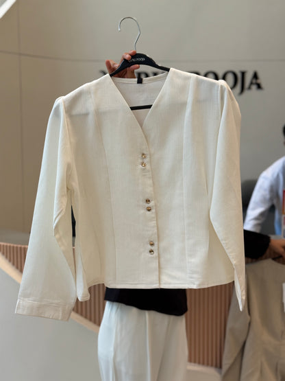 Button-Front Panel Pattern Top