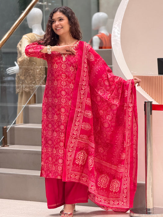 Printed Suit Set with Dupatta