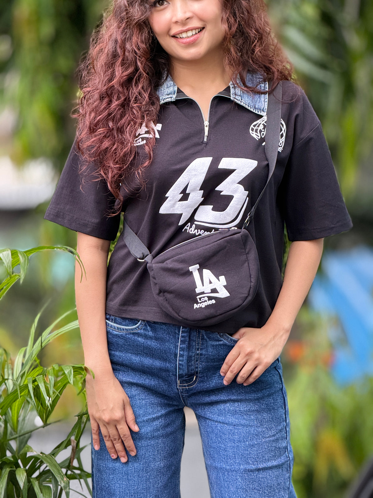 polo T-shirt with side bag