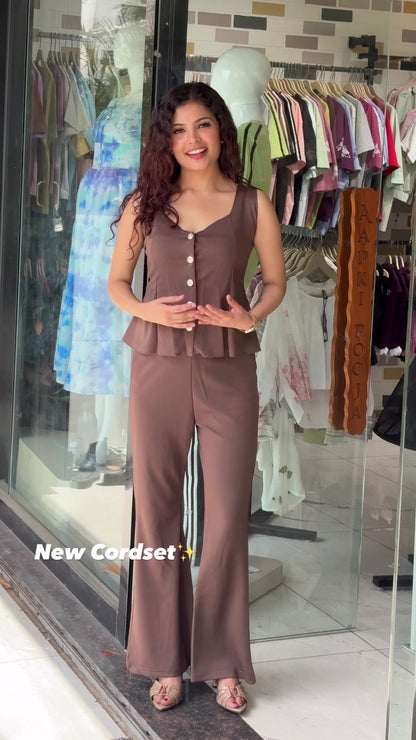 Mocha Button Detail Co-Ord Set
