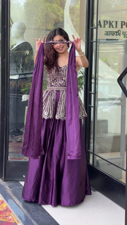 Purple Majesty Partywear Lehenga